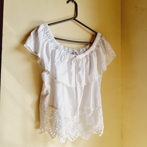 Madewell Eyelet Balcony Off-the-Shoulder Top XL - Picture 14 of 15
